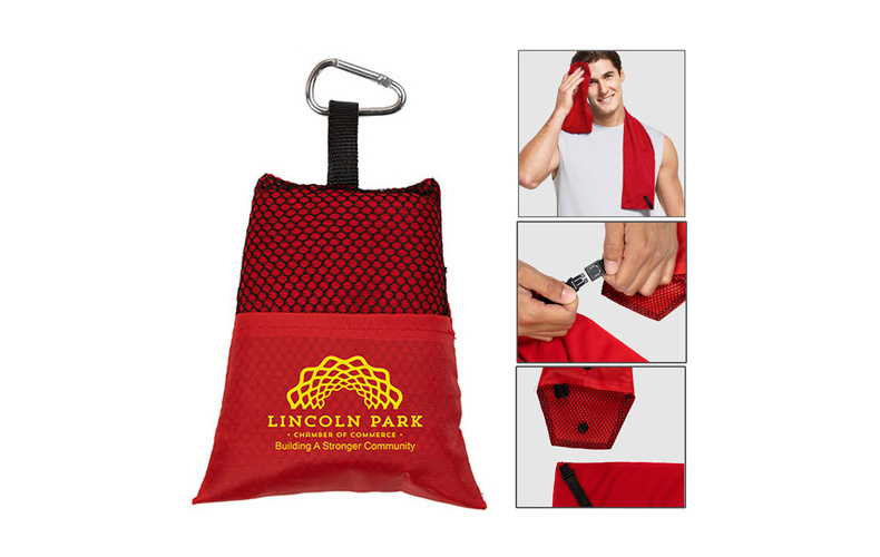 Cooling Towel in Carabiner Pouch. Cooling Towel in Carabiner Pouch.